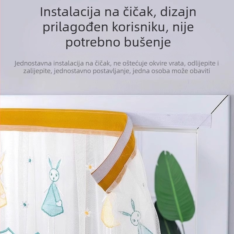 Ljetna čipkasta zavjesa za vrata protiv komaraca, jednostruka za vrata/ormar, bez bušenja, s ljepljivom trakom za montažu, spavaća soba