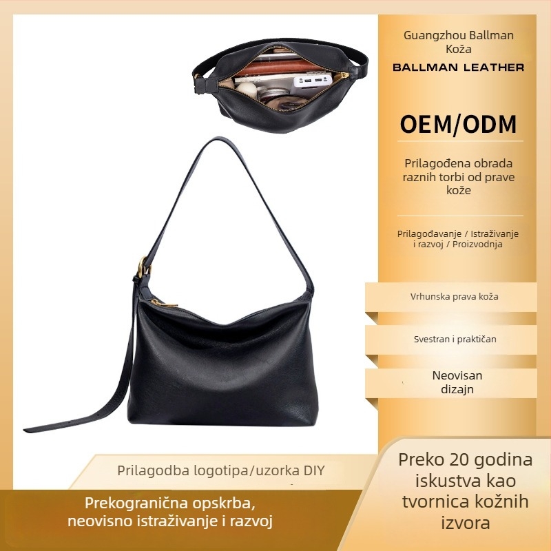 Baria Hobo torba od prve slojevite teleće kože, prava koža, srednje veličine, za svakodnevnu uporabu (ramena ili crossbody)