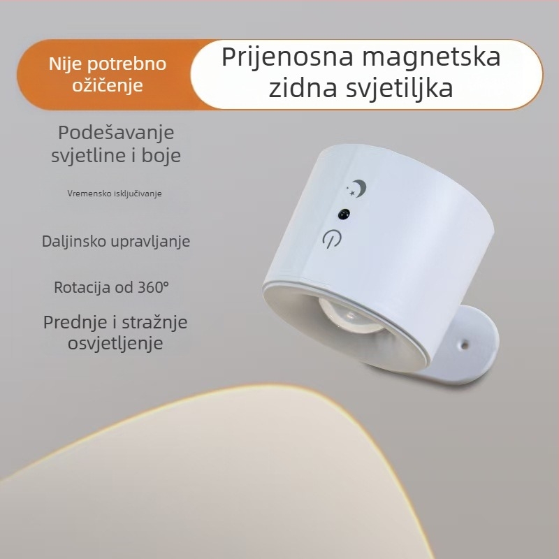 Punjava magnetska zidna svjetiljka, montaža bez bušenja, ambijentalno svjetlo za noćni ormarić, bežični daljinski upravljač, prijenosna stolna svjetiljka