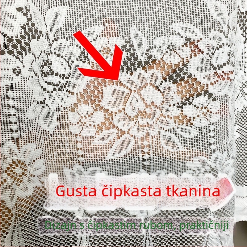 Kratka čipkasta zavjesa za vrata s teleskopskom šipkom – poluduga pregradna zavjesa za spavaću sobu, kuhinju i kupaonu