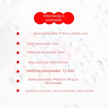 Akrilni srčani privjesci s višebojnim prozirnim perlama za DIY nakit