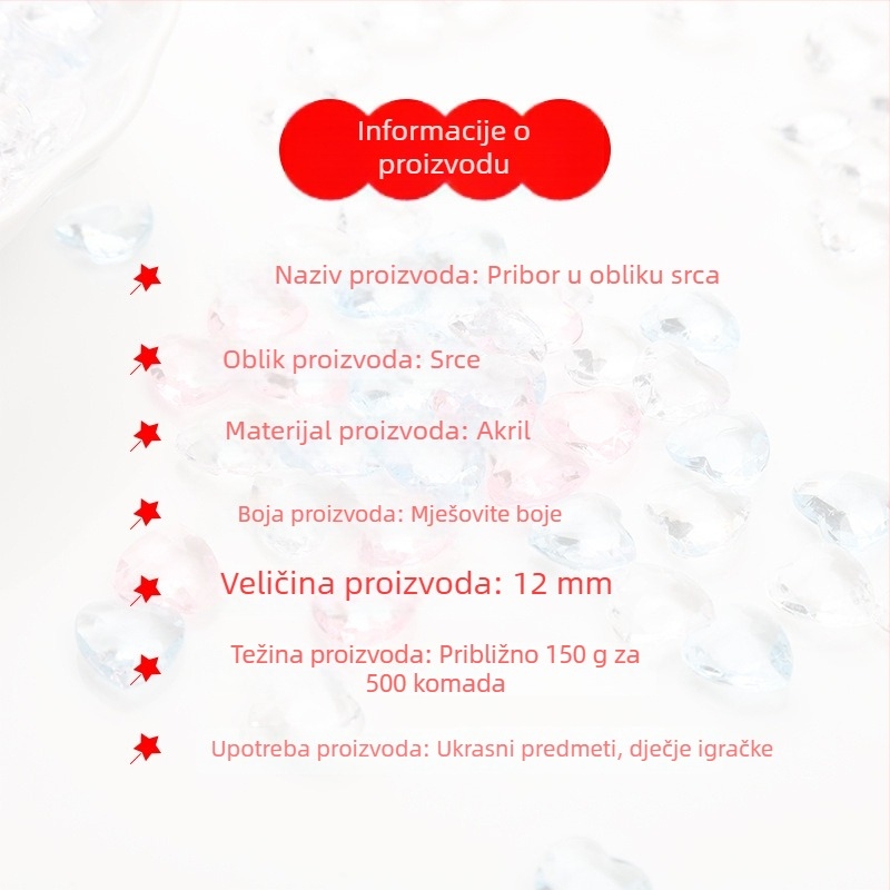 Akrilni srčani privjesci s višebojnim prozirnim perlama za DIY nakit