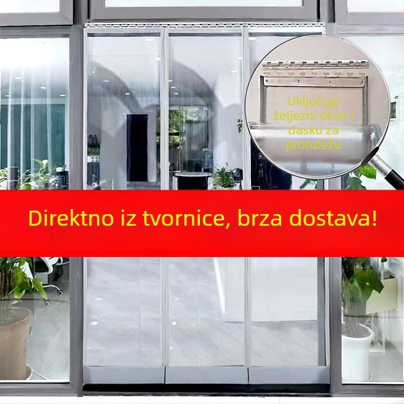 Magnetska zavjesa za vrata, prozirni PVC, otpornost na vjetar i hladnoću, pregradna zavjesa za klimatizaciju – komercijalna upotreba