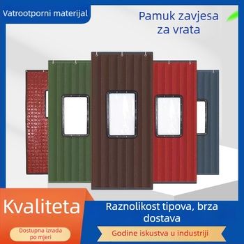 Pamučna zavjesa za vrata s zvučnom izolacijom i zimskom toplinskom izolacijom, debela, otporna na vjetar, za dom, kuhinju i hladni skladišni prostor