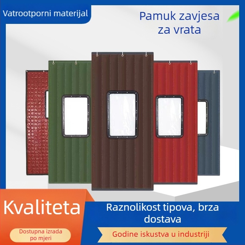 Pamučna zavjesa za vrata s zvučnom izolacijom i zimskom toplinskom izolacijom, debela, otporna na vjetar, za dom, kuhinju i hladni skladišni prostor