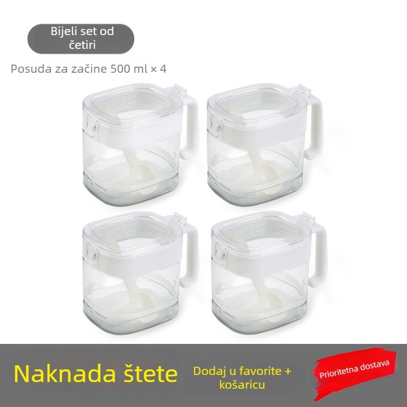 Staklena posuda za sol i začine, 500 g, hermetički zatvorena, otporna na vlagu, kuhinjska posuda