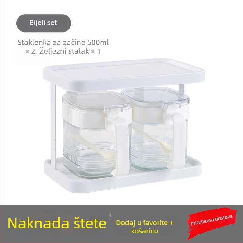 Staklena posuda za sol i začine, 500 g, hermetički zatvorena, otporna na vlagu, kuhinjska posuda