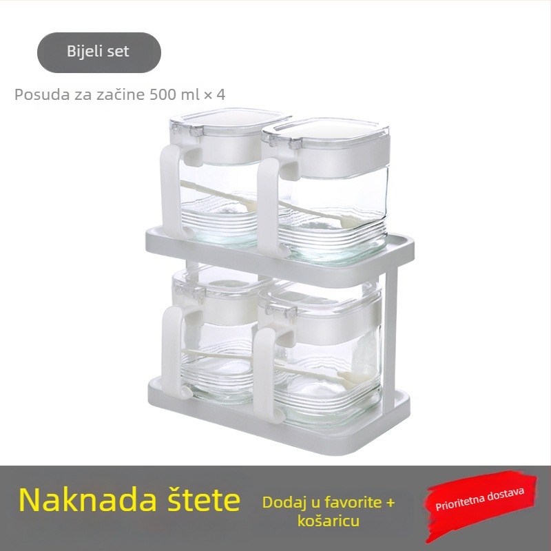 Staklena posuda za sol i začine, 500 g, hermetički zatvorena, otporna na vlagu, kuhinjska posuda