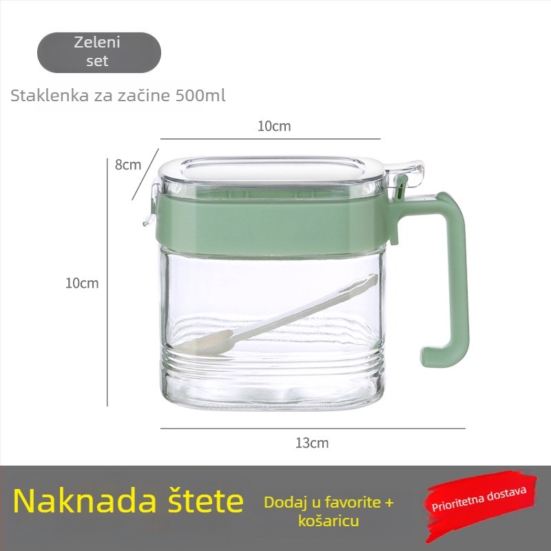 Staklena posuda za sol i začine, 500 g, hermetički zatvorena, otporna na vlagu, kuhinjska posuda