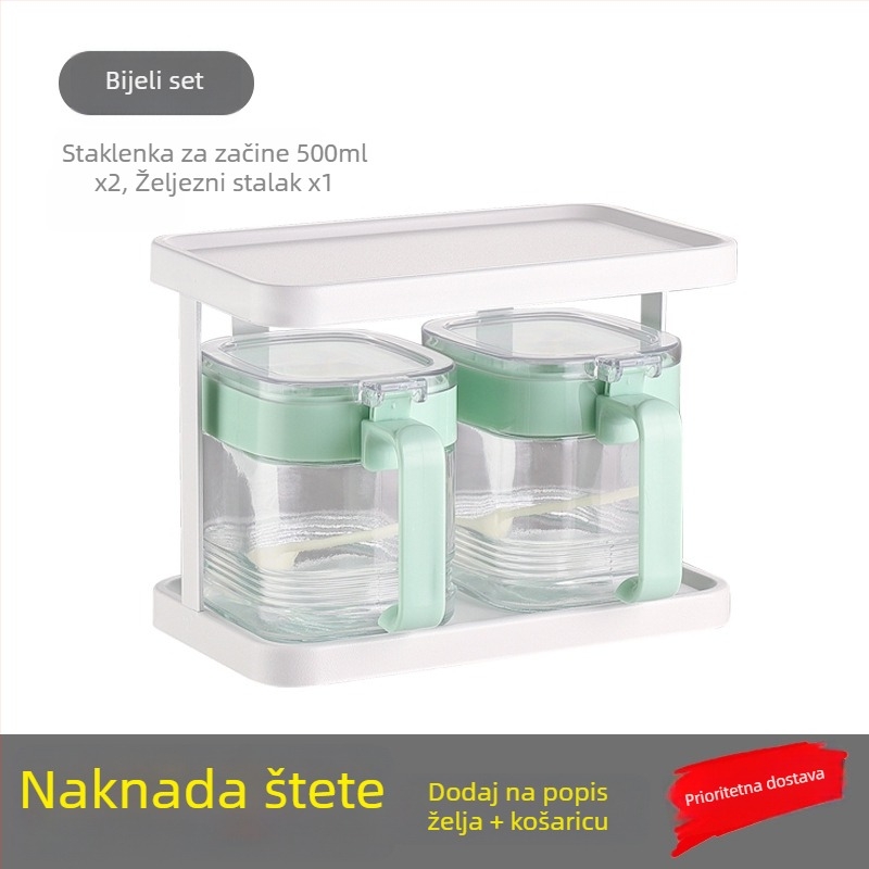 Staklena posuda za sol i začine, 500 g, hermetički zatvorena, otporna na vlagu, kuhinjska posuda