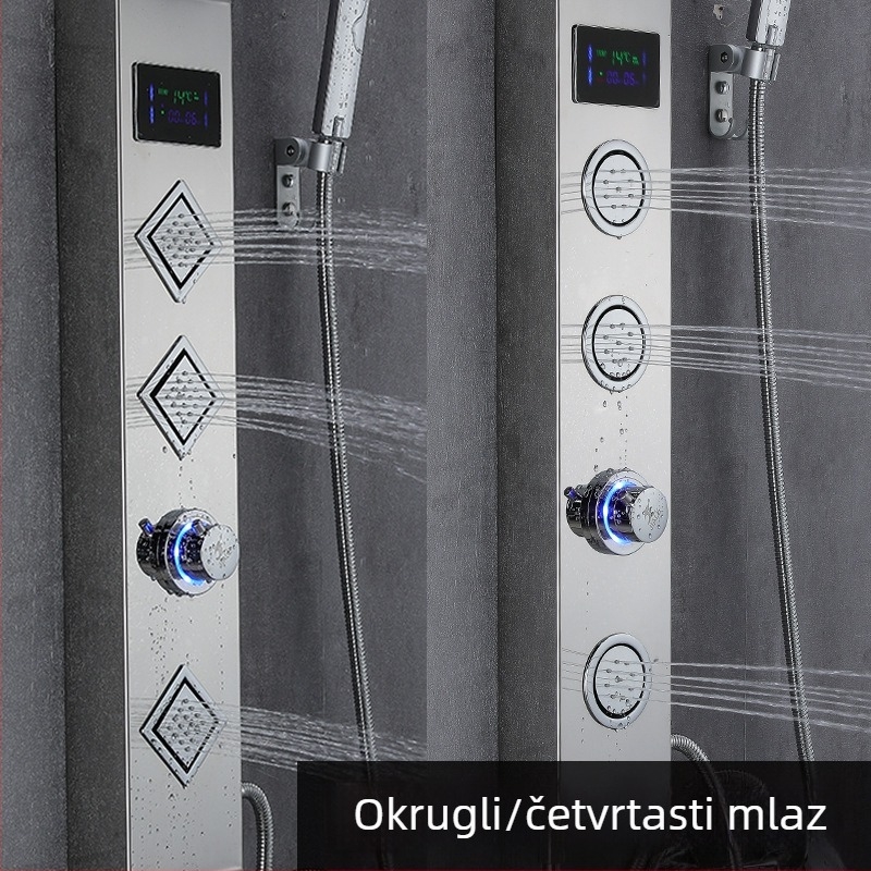 Zidni tuš panel od 304 nehrđajućeg čelika s digitalnim zaslonom i LED svjetlom