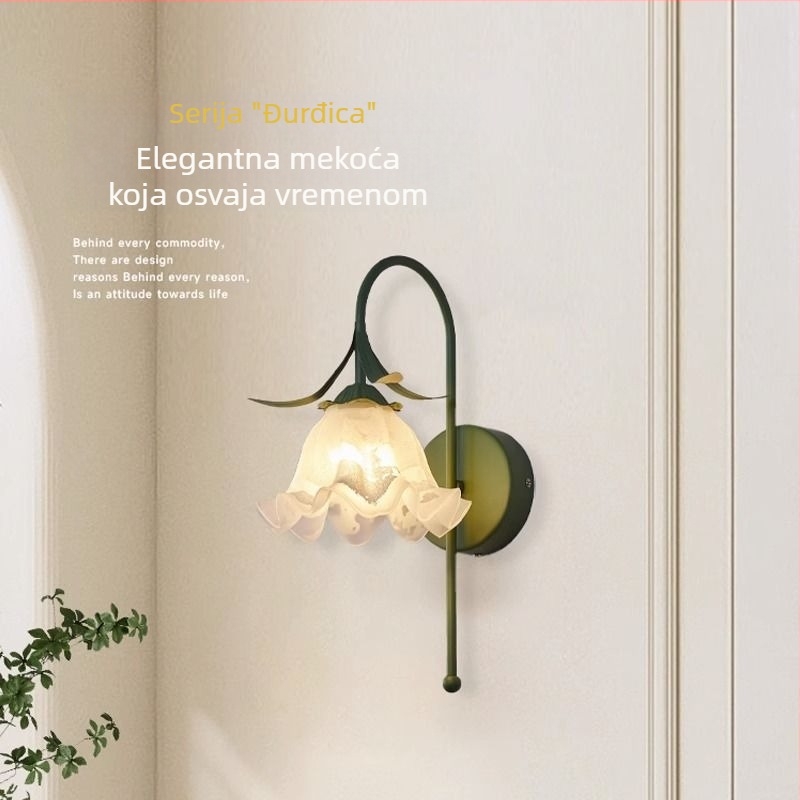 Zidna lampa s ratanskim cvjetom, skandinavski stil, krem boje svjetlo, dekorativno osvjetljenje hodnika