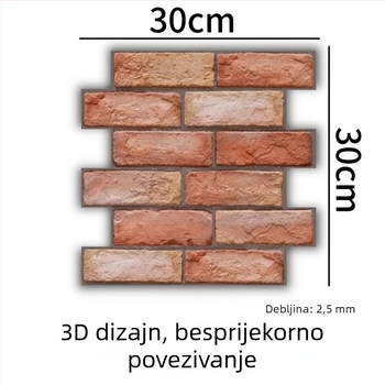 3D zidna naljepnica s crvenom opekom, samoljepljiva, vodootporna i otporna na vlagu, kućna dekoracija, pozadina televizora