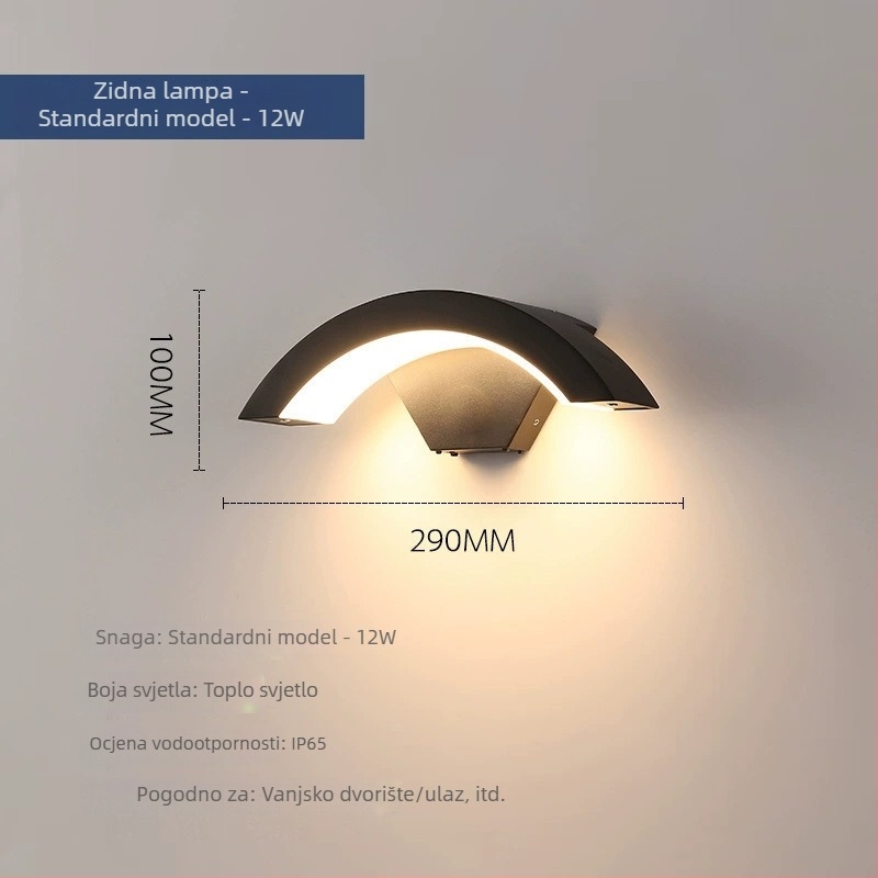 Lampa na zid sa senzorom pokreta u obliku mjeseца, vanjska vodootporna LED rasvjeta za dvorište, vrata i balkon