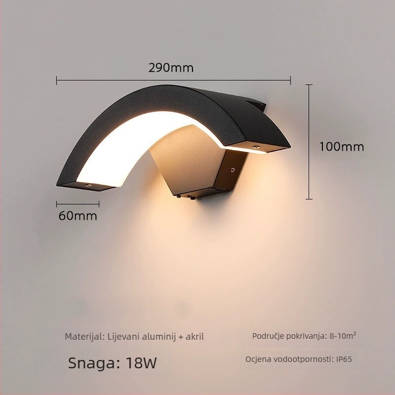 Lampa na zid sa senzorom pokreta u obliku mjeseца, vanjska vodootporna LED rasvjeta za dvorište, vrata i balkon