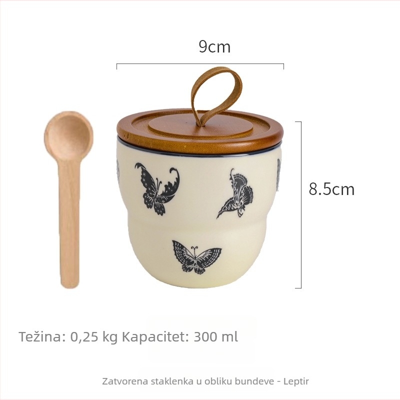 Keramička posuda za začine sa solnim i šećernim spremnikom – retro stil