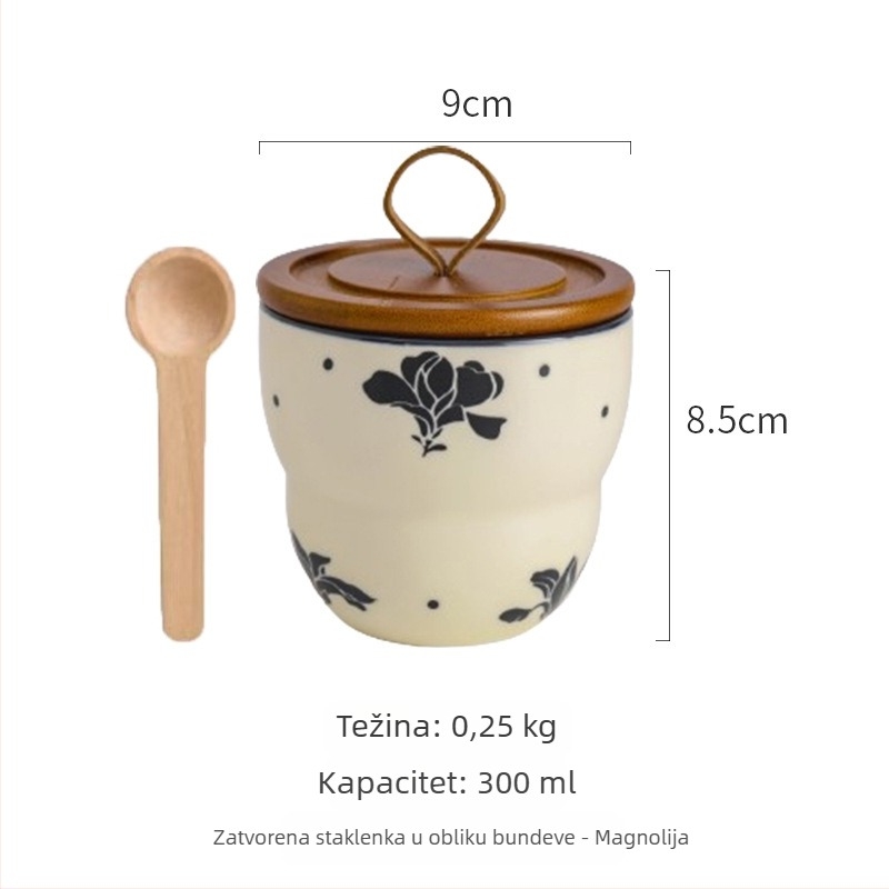 Keramička posuda za začine sa solnim i šećernim spremnikom – retro stil