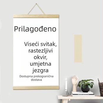 Bezokvirna platna na rolni s drvenim šipkama — moderan minimalistički dekor