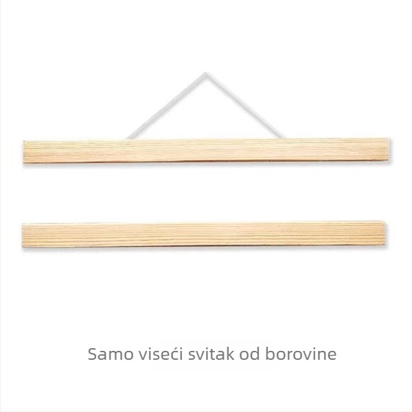 Bezokvirna platna na rolni s drvenim šipkama — moderan minimalistički dekor