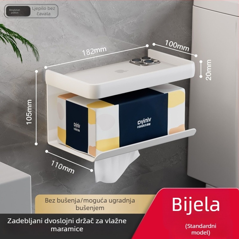 Na zidni držač za toaletni papir s kutijom za maramice i držačem za telefon, kupaonica, grafitno siva