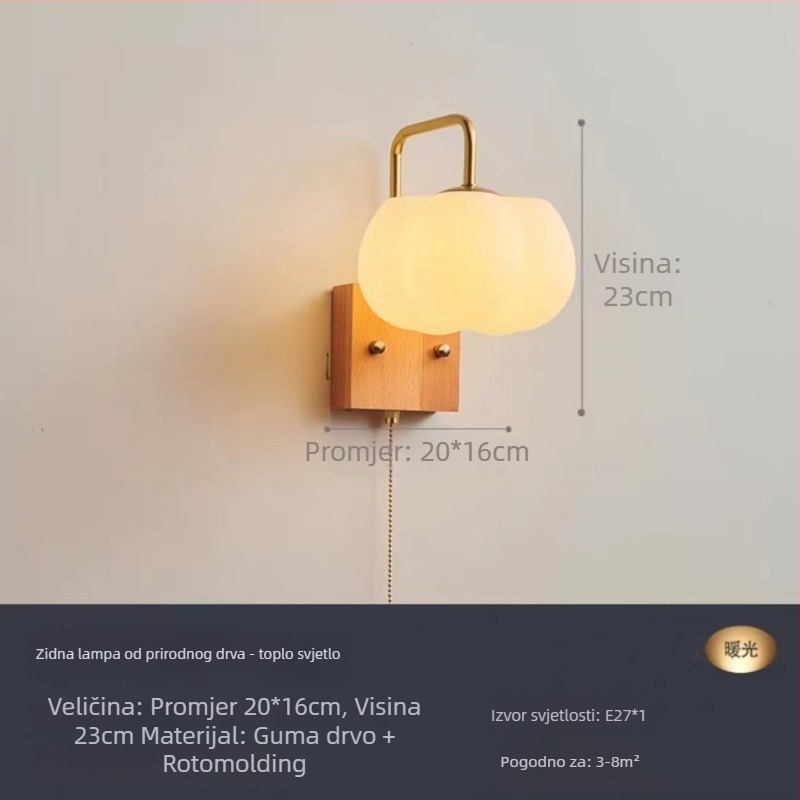 Orahova boja, Moderna LED zidna svjetiljka, novi kineski stil, svjetlo za spavaću sobu ili ured, kineski dizajn