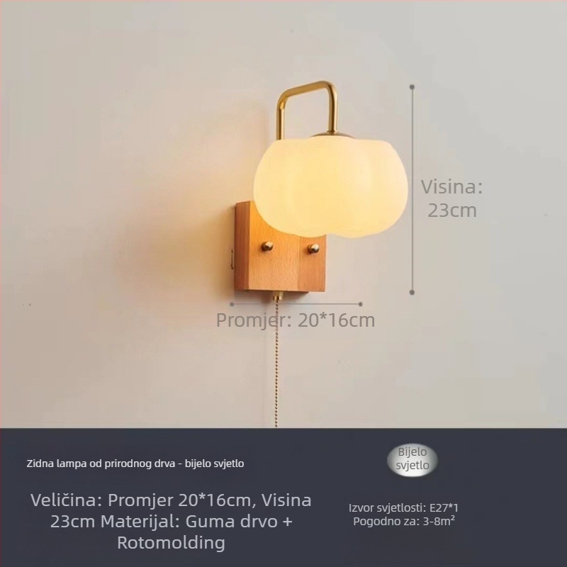 Orahova boja, Moderna LED zidna svjetiljka, novi kineski stil, svjetlo za spavaću sobu ili ured, kineski dizajn
