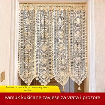 Boemska zavjesa za vrata s heklanom čipkom, poluzavjesa za kuhinju i ulaz, Feng Shui stil