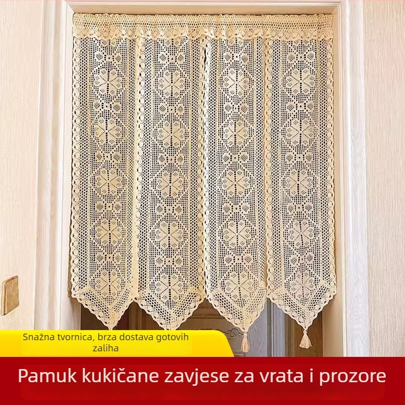 Boemska zavjesa za vrata s heklanom čipkom, poluzavjesa za kuhinju i ulaz, Feng Shui stil