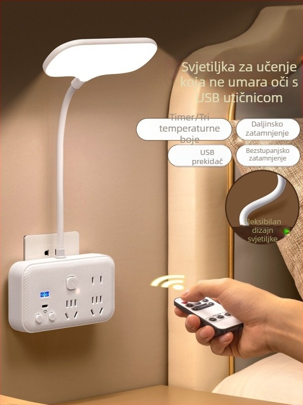 USB napajano noćno svjetlo za noćni ormarić i stol sa staklenim abažurom
