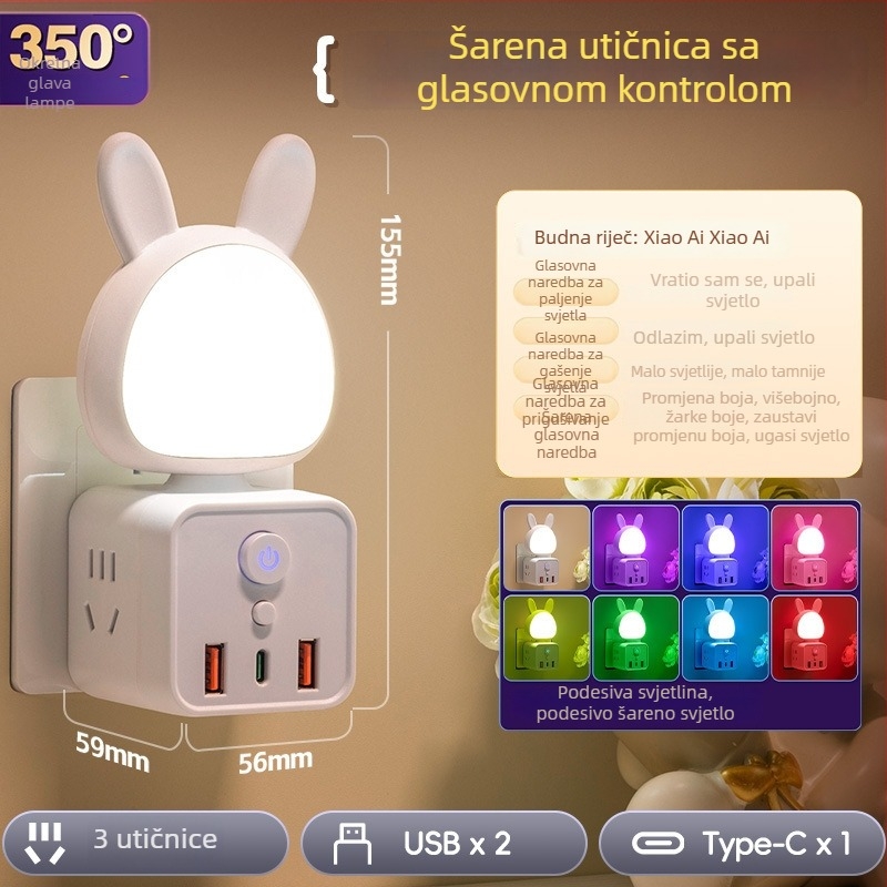 USB napajano noćno svjetlo za noćni ormarić i stol sa staklenim abažurom