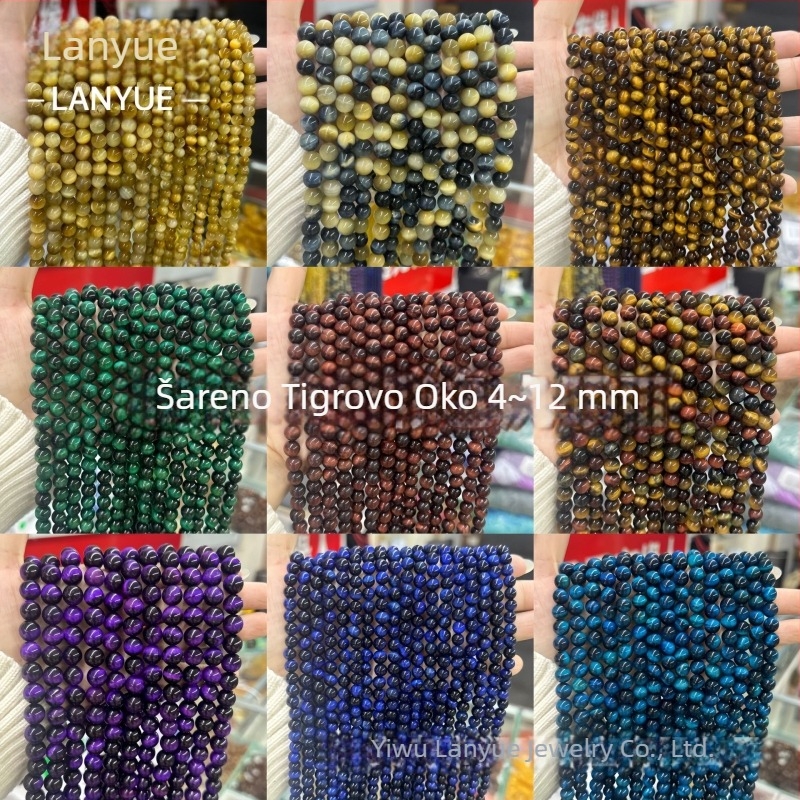 Raznobojno tigrovo oko okrugle perle, 4 mm, za DIY nakit