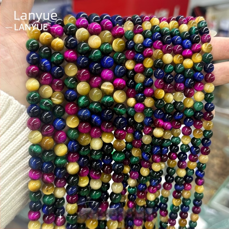 Raznobojno tigrovo oko okrugle perle, 4 mm, za DIY nakit