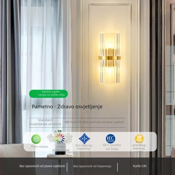 Zidna svjetiljka s kristalnim sjenilom, moderni minimalistički dizajn, za stepenice i pozadinsku stijenu dnevnog boravka, francuska elegancija, model 485L