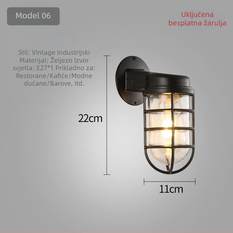 Industrijska zidna lampa u industrijskom stilu, američki retro, za restorane, barove i hotelsku dekoraciju