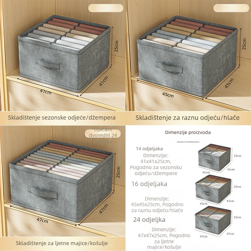 Kutija za pohranu donjeg rublja i odjeće za garderobu, tekstilni organizator otporan na vlagu
