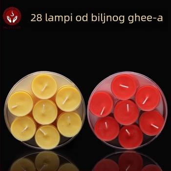 Perle svijeće od biljnog gheeja, lotus, 28 kom., šarene, 4-satno sagorijevanje