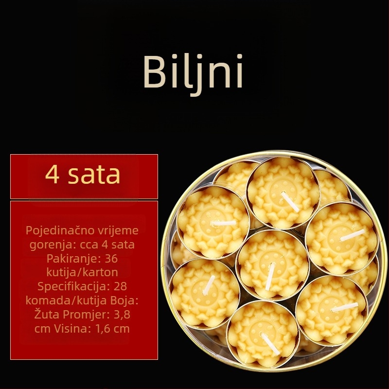 Perle svijeće od biljnog gheeja, lotus, 28 kom., šarene, 4-satno sagorijevanje