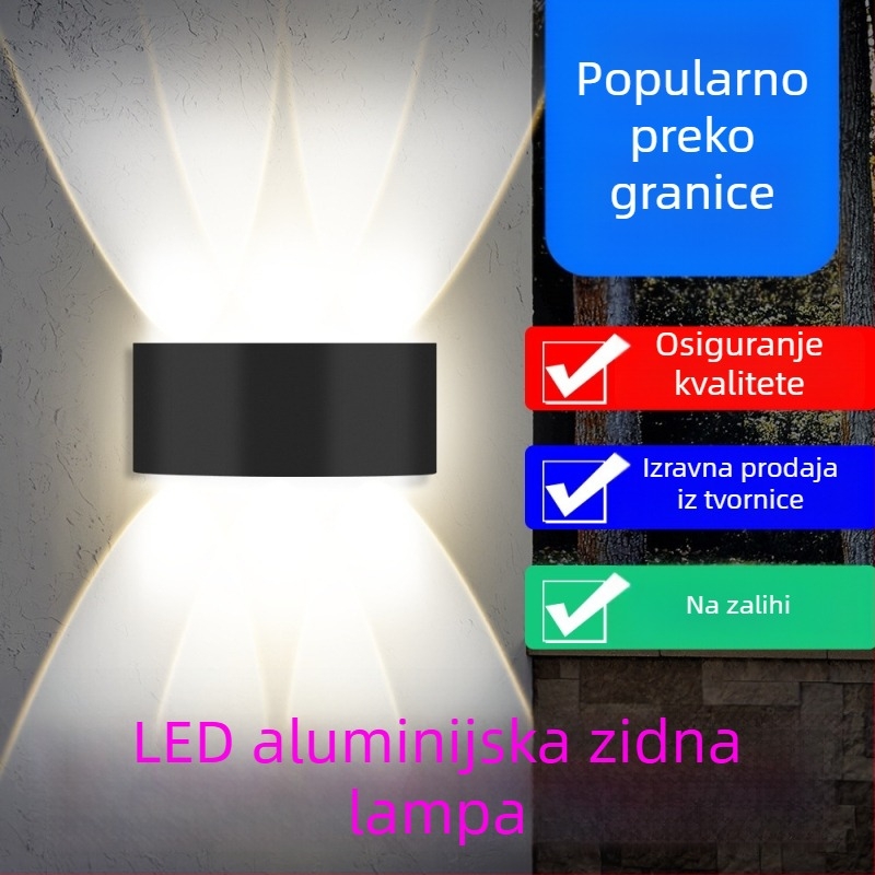Dvostruka LED vanjska zidna svjetiljka, vodootporna za vrt, dvorište, balkon i ulaz, zidna montaža, štedljivo osvjetljenje