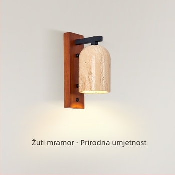 Vintage zidna lampa od žutog kamena u stilu wabi-sabi, za smještaj i restoran, ambijentalno osvjetljenje hodnika i stubišta.