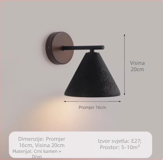 Vintage zidna lampa od žutog kamena u stilu wabi-sabi, za smještaj i restoran, ambijentalno osvjetljenje hodnika i stubišta.