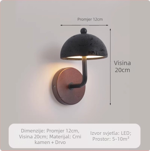 Vintage zidna lampa od žutog kamena u stilu wabi-sabi, za smještaj i restoran, ambijentalno osvjetljenje hodnika i stubišta.