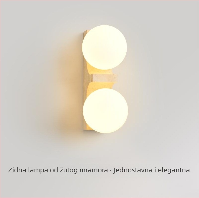 Vintage zidna lampa od žutog kamena u stilu wabi-sabi, za smještaj i restoran, ambijentalno osvjetljenje hodnika i stubišta.