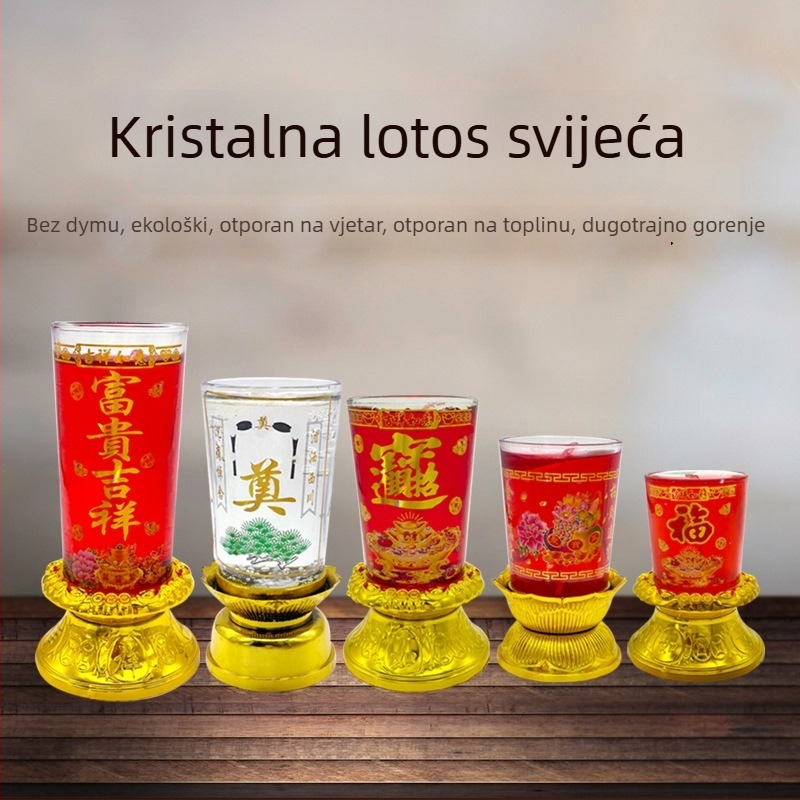 Krištalne staklene bezdimne svijeće u čašici, svijeće od voska