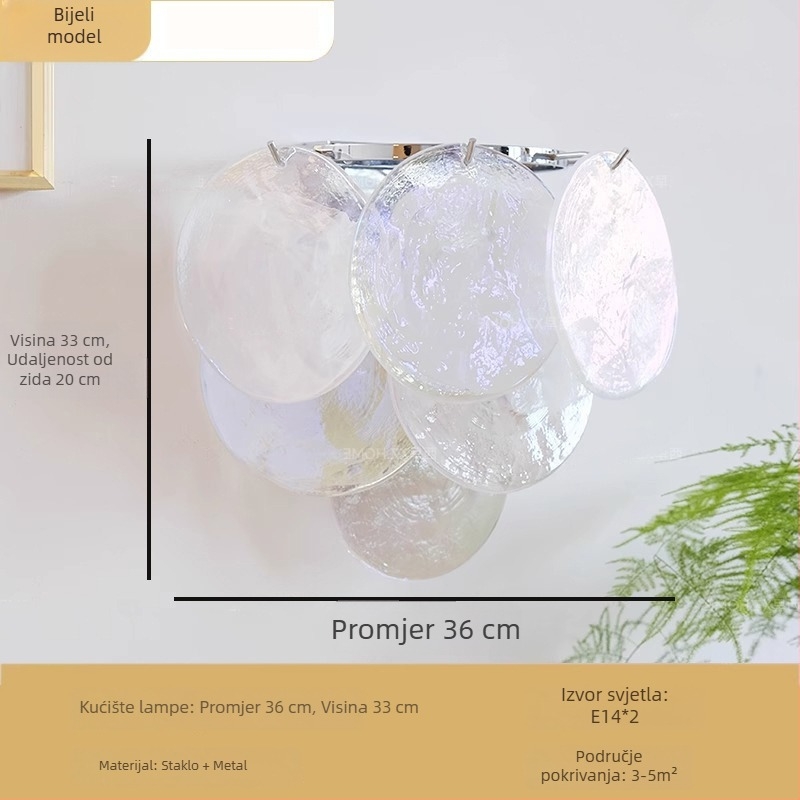 Murano staklo zidna svjetiljka, ručno izrađena, zeleno i šareno staklo, vintage francuski stil, osvjetljenje za spavaću sobu