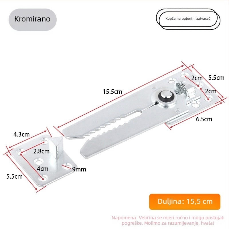 Dvojno funkcijski kovinski spojnik za kauč sa kopčom i plug-in hardverom, od željeza