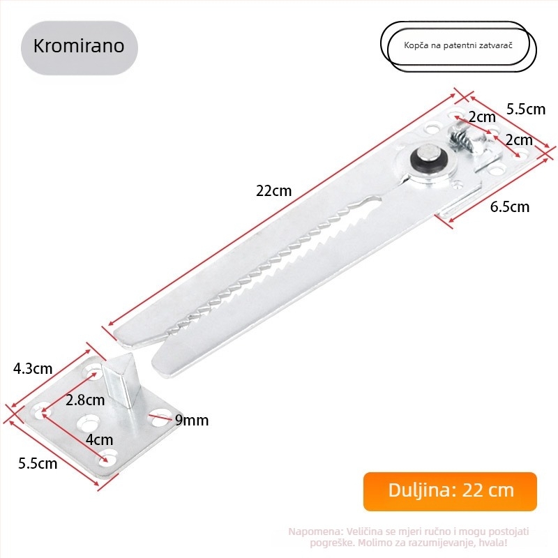 Dvojno funkcijski kovinski spojnik za kauč sa kopčom i plug-in hardverom, od željeza