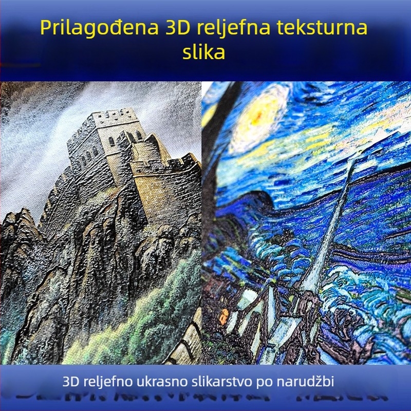 3D reljefna teksturna slika krajolika na platnu s UV ispisom, na baršunastom platnu, u aluminijskom okviru, zidna dekoracija u modernom kineskom stilu