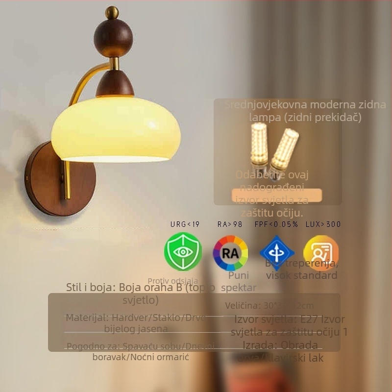 Nova zidna lampa u novom kineskom stilu s minimalističkim dizajnom srednjeg doba, za spavaću sobu i dnevni boravak, vintage američkog stila, vrlo svijetla