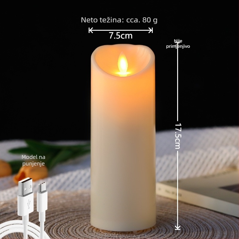 USB napajana LED elektronička svijeća s daljinskim upravljačem za vjenčanja, restorane i događaje