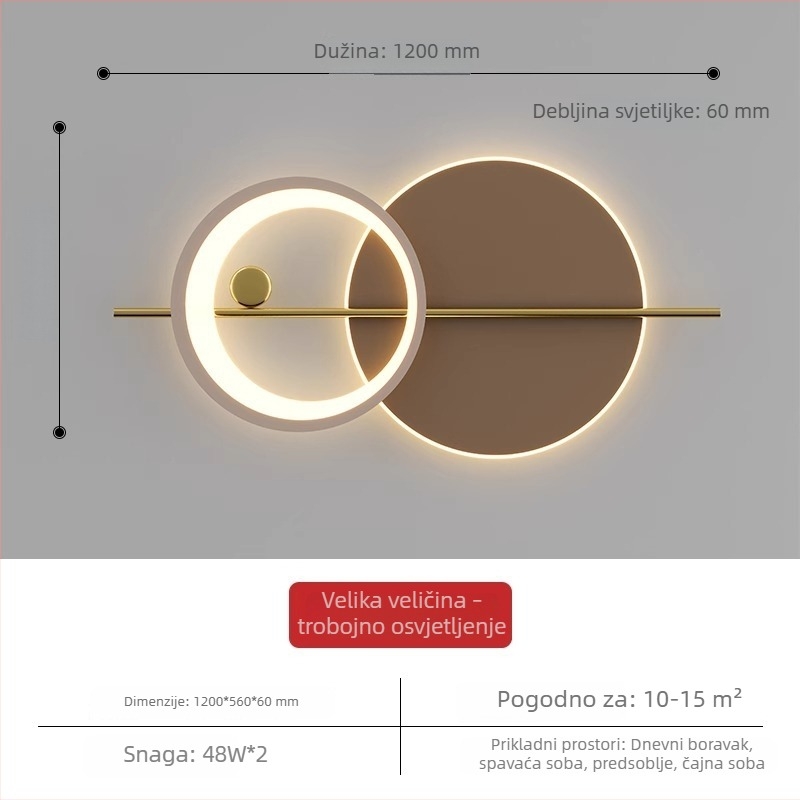 Skandinavska minimalistička dekorativna zidna LED svjetiljka za spavaću sobu i dnevni boravak